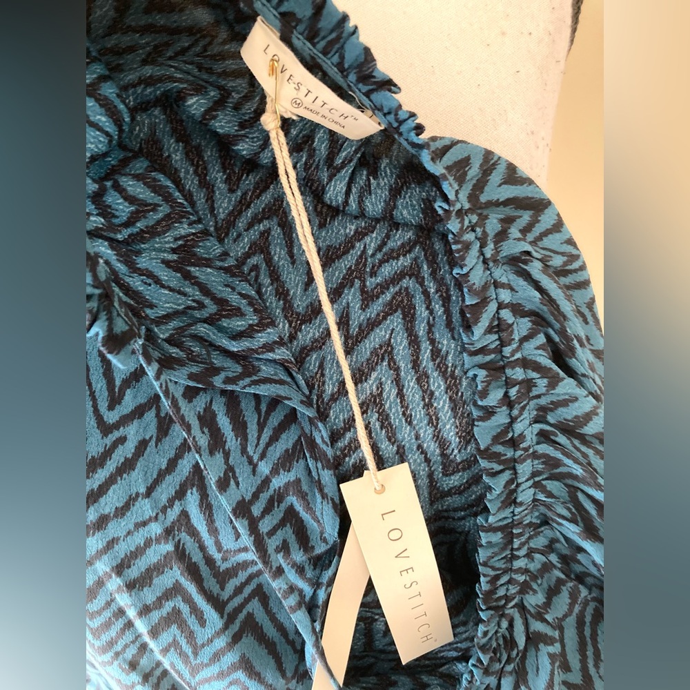 NWT Lovestitch Zig Zag Tie Neck Blouse Size M - Picture 9 of 10